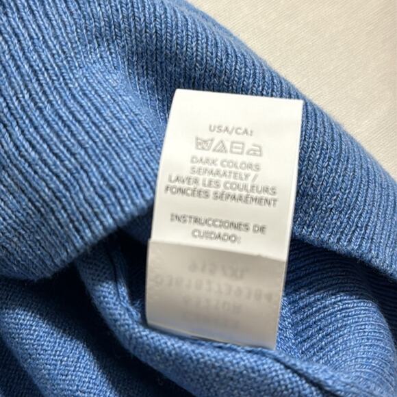 CHAPS mens size XL blue v neck cotton cashmere pullover sweater tiny pull shown - Picture 7 of 11